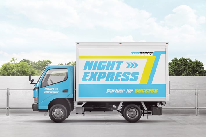 Delivery Box Truck Mockup