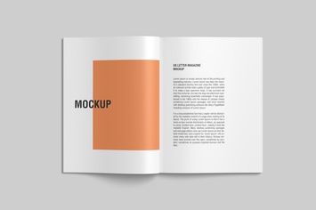 Open US Letter Magazine Mockup top view