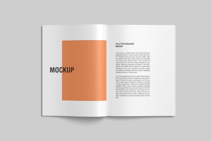 Open US Letter Magazine Mockup top view
