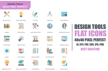 Simple Set Design Tools Flat Icons