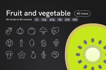 Fruit and Vegetable Icons (40 icons)