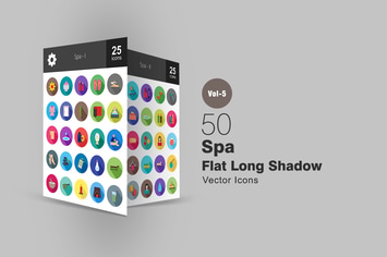 50 Spa Flat Shadowed Icons