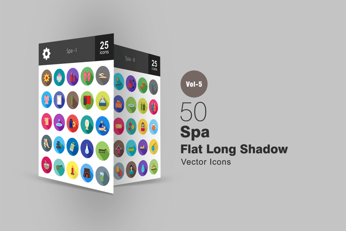 50 Spa Flat Shadowed Icons
