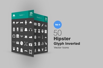 50 Hipster Glyph Inverted Icons