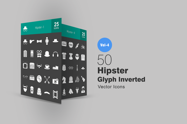 50 Hipster Glyph Inverted Icons