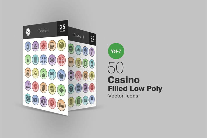50 Casino Filled Low Poly Icons