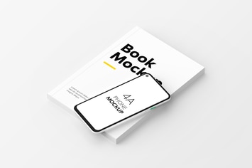 Book & 4A Phone Mockup