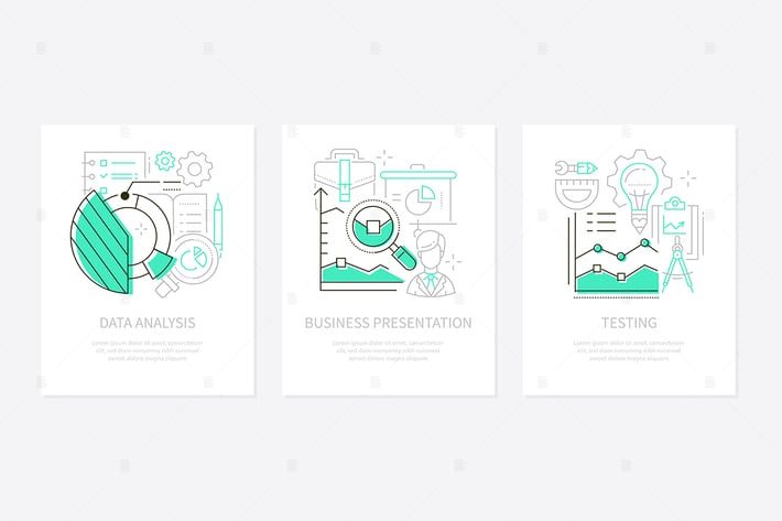 Analytics concept - line design style banners set