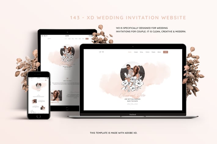 143 - Xd Wedding Invitation Website Template