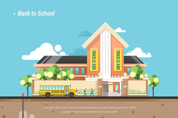 Back to School - Vector Landscape & Building