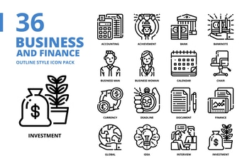 Business and Finance Outline Style Icon Set