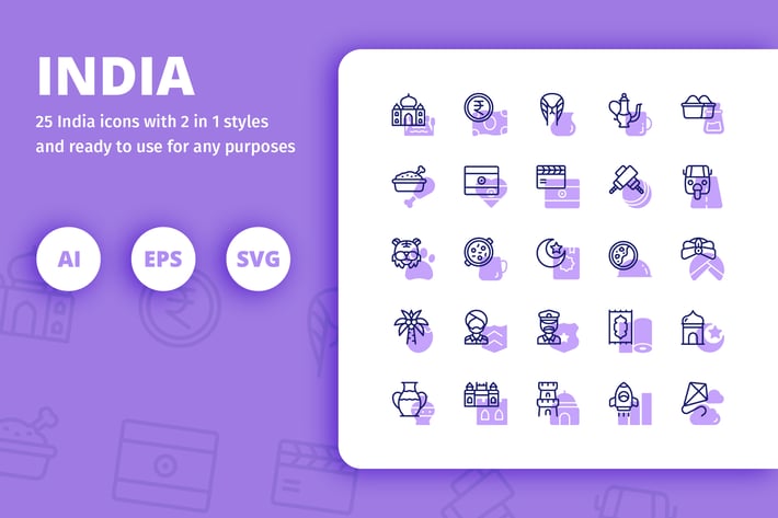 India Icons (Line and Solid)