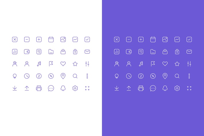 vector line art icons set