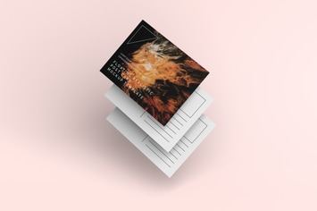 Floating Realistic Post Card Mockup Template