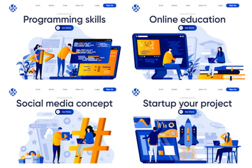 Collection Web Page Flat Concept with People