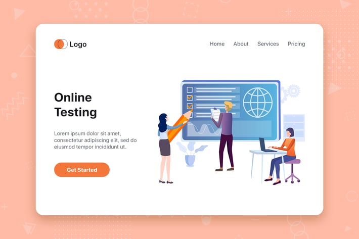 Online Testing flat concept for Landing page