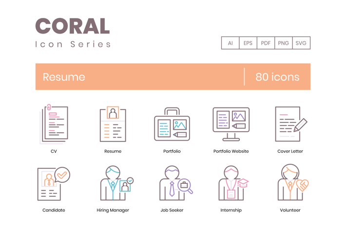 80 Resume Line Icons