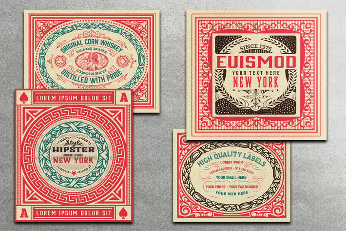 Set of 4 vintage labels