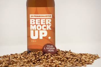 Label & Cap Malt Beer Mockup