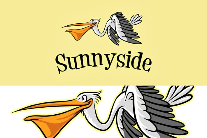 Cartoon Pelican Mascot Logo