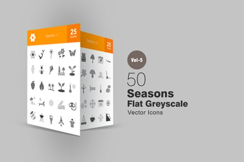50 Seasons Greyscale Icons