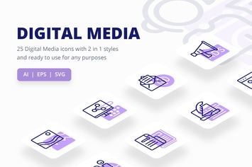 Digital Media Icons (Line and Solid)