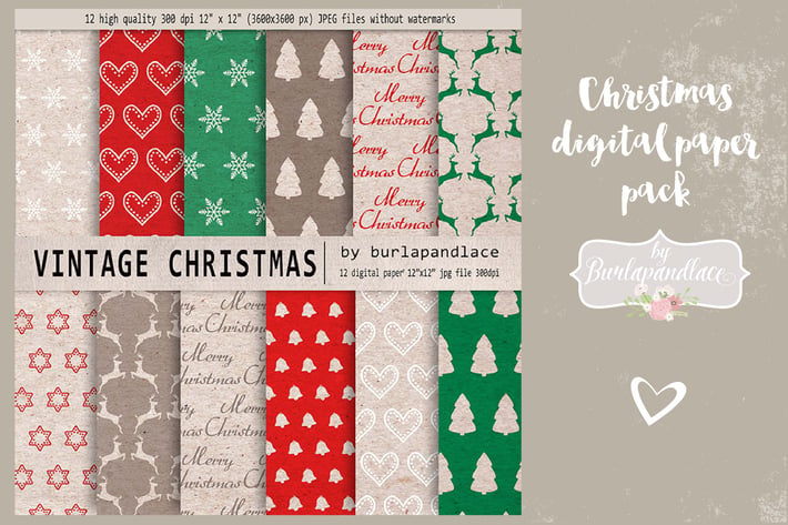 Christmas digital paper pack
