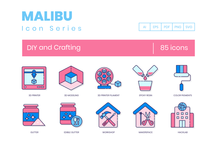 85 DIY and Crafting Line Icons