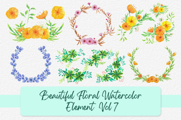 Beautiful Floral Watercolor Elements Vol 7