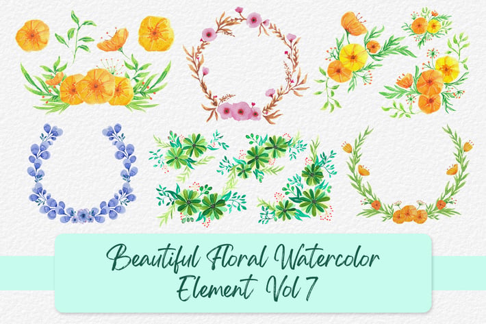 Beautiful Floral Watercolor Elements Vol 7