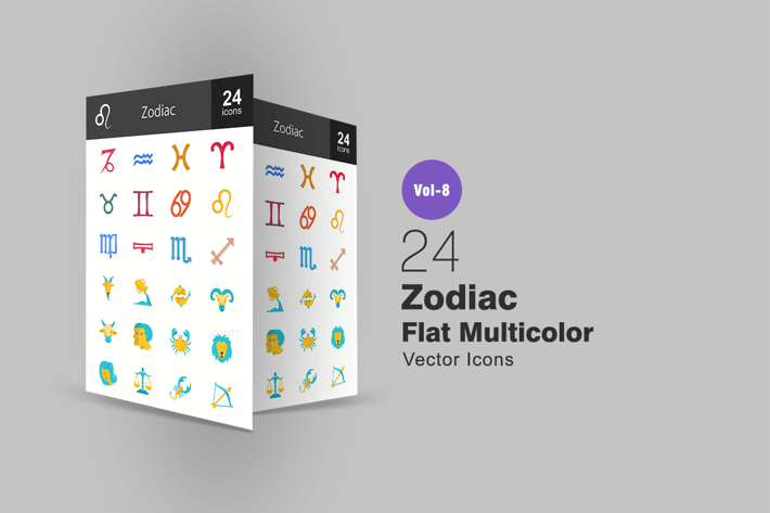 Zodiac Flat Multicolor Icons