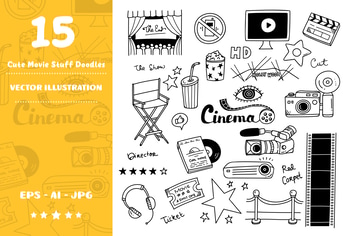 Cute Movie Stuff Doodle Set