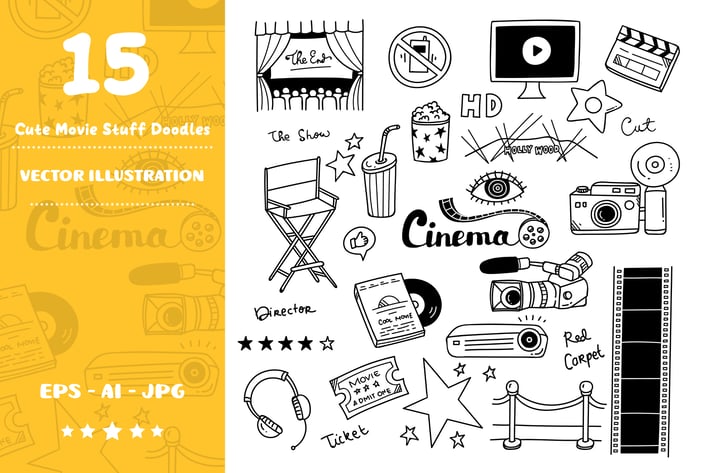 Cute Movie Stuff Doodle Set