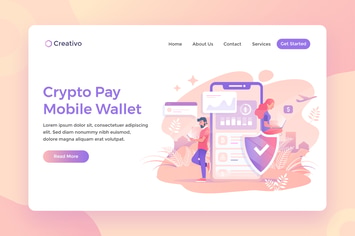 Crypto Pay Mobile, Currency Wallet Landing Page