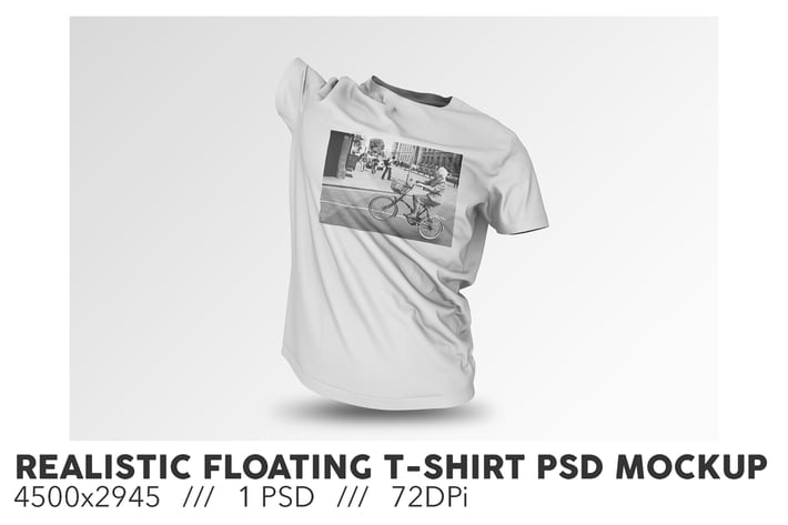 Realistic Floating-Shirt PSD Mockup