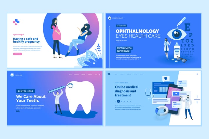 Set of Medical Web Page Design Templates 