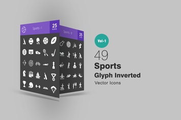 49 Sports Glyph Inverted Icons
