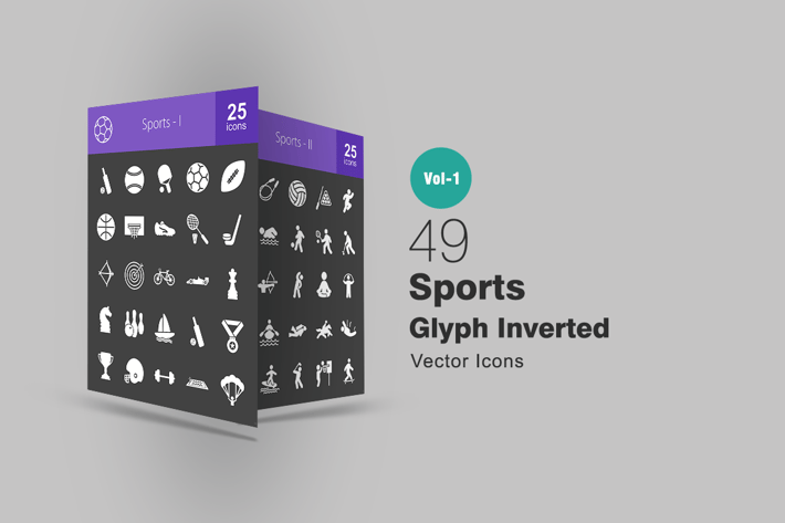 49 Sports Glyph Inverted Icons