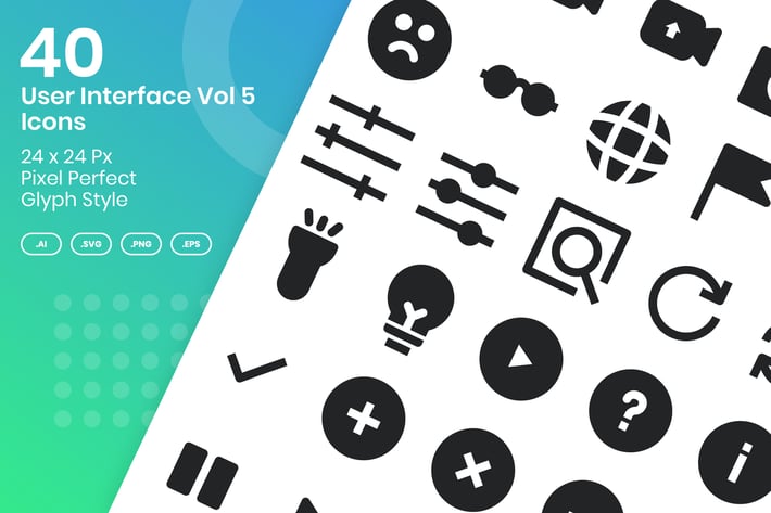 40 User Interface Vol 5 Icons Set - Glyph