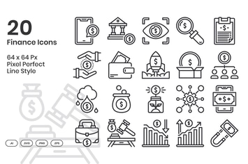 20 Finance Icons Set - Line
