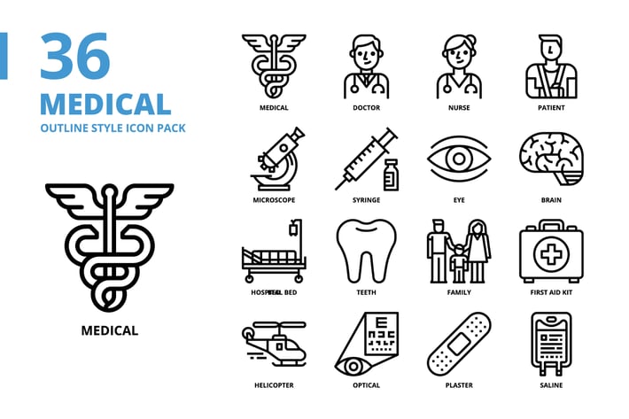 Medical Outline Style Icon Set