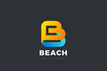 Letter B Logo design 3D Ribbon style