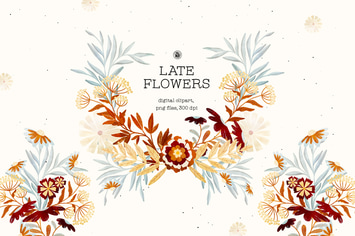 Late Flowers - digital clipart set