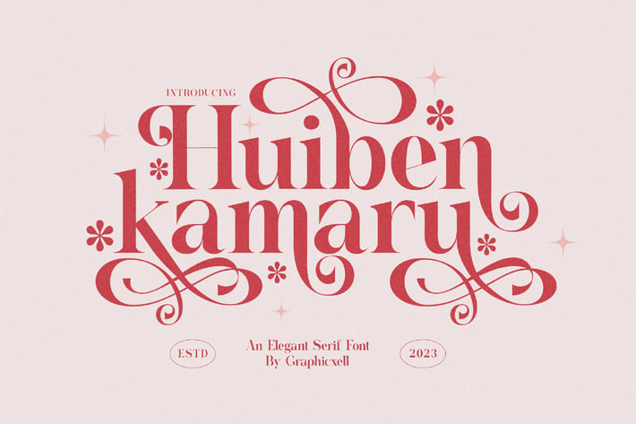 Hubein Kamaru Elegant Ligature Serif Font Typeface