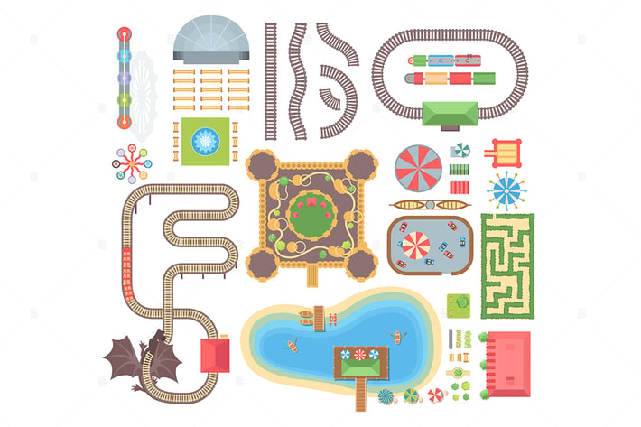 Amusement park - set of vector objects