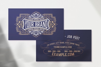 Vintage Business Card Layout with Ornaments 