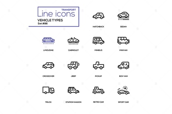 Vehicle types - line design icons set