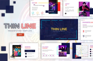 Thin Line - Neon Powerpoint Template