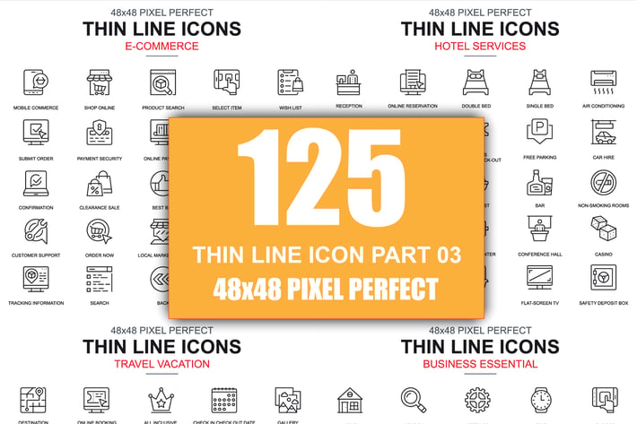 Set of Thin Line Business Icons
