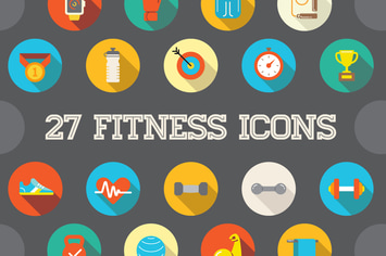 27 Vector Fitness Flat Icons Set